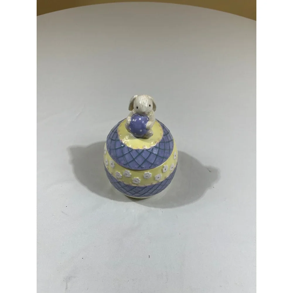 Hallmark Candy Dish Easter Egg Bunny Ceramic Jar 1EGP1902 Easter Rabbit Decor
